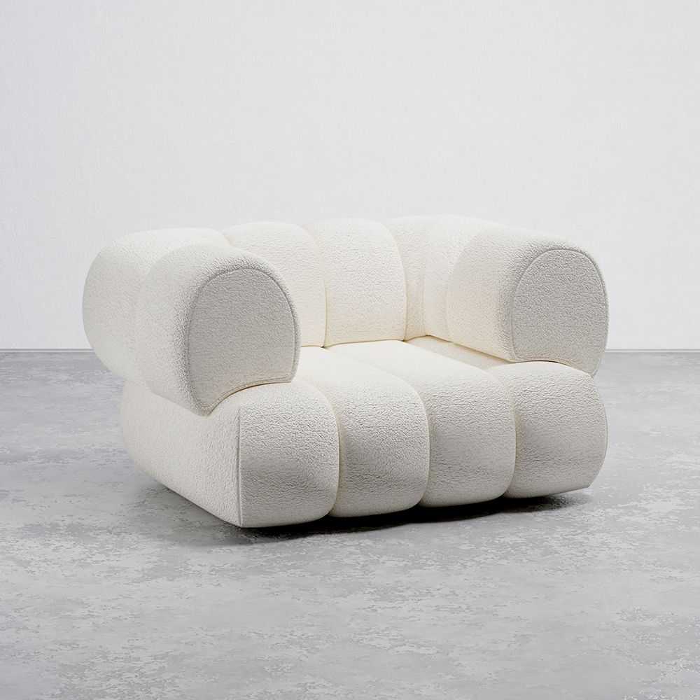 Sillón Tapizado en Tela Bouclé - Estilo Moderno - Curvo Teddy image 8