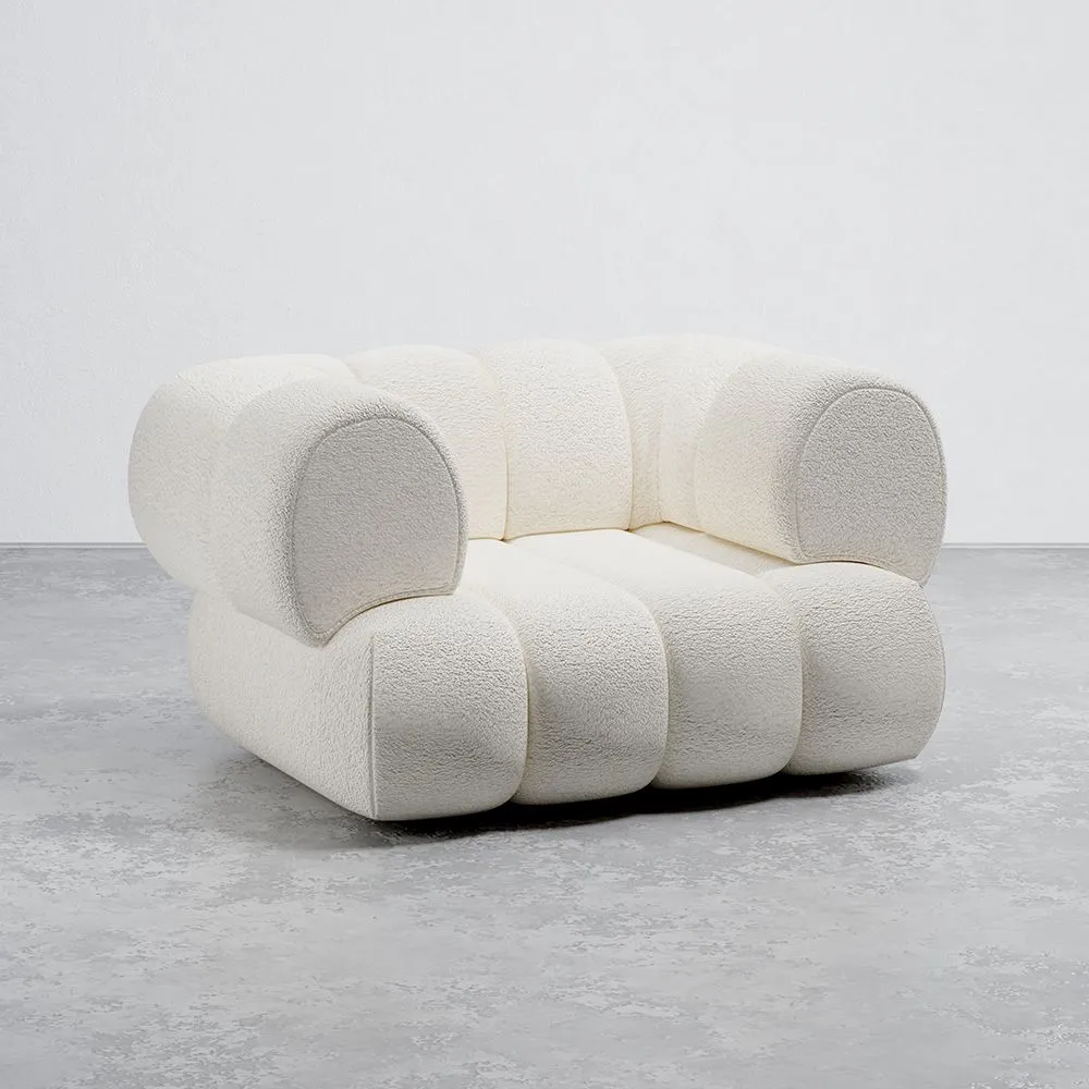 Sillón Tapizado en Tela Bouclé - Estilo Moderno - Curvo Teddy image 8
