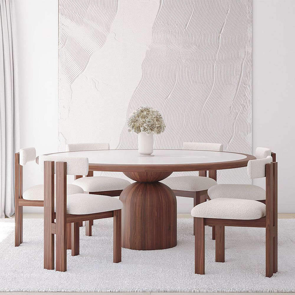 Set de Mesa de Comedor Redonda con 6 Silla de Madera - Diseño Minimalista - Ivette image 8