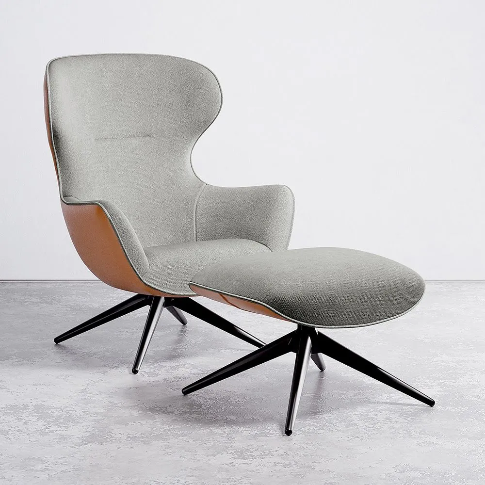 Sillón de Diseño Tapizado Estilo Contemporáneo con Reposapiés - Derta image 8