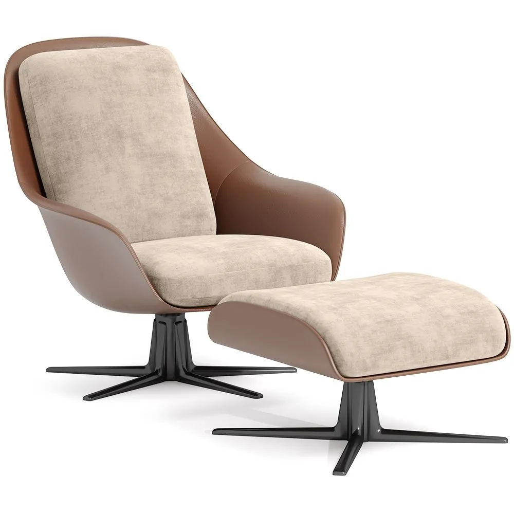 Sillón de Diseño Tapizado Estilo Contemporáneo con Reposapiés - Asher image 8