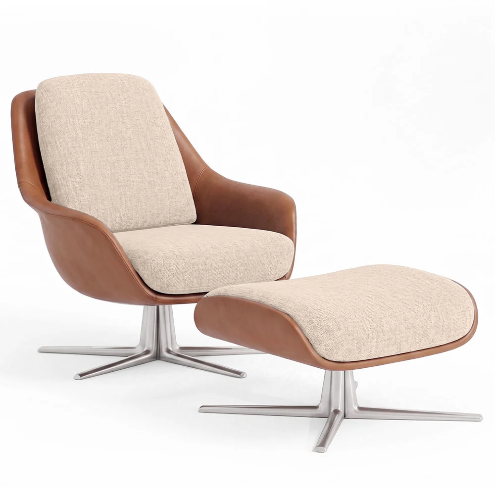 Sillón de Diseño Tapizado Estilo Contemporáneo con Reposapiés - Asher image 8
