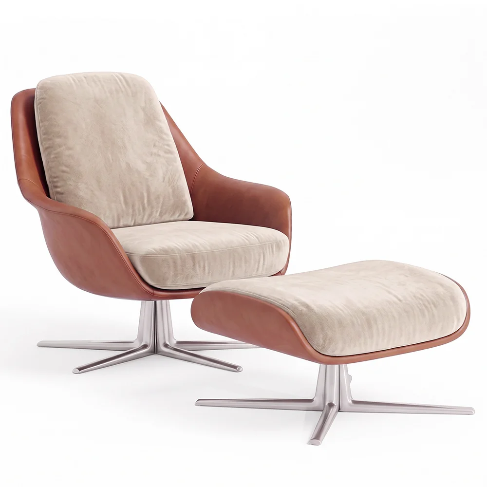Sillón de Diseño Tapizado Estilo Contemporáneo con Reposapiés - Asher image 8