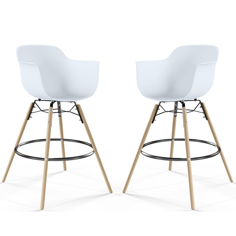 Taburete de Bar - Diseño Escandinavo - Patas de Madera - Pack de 2 - Nordika image 8