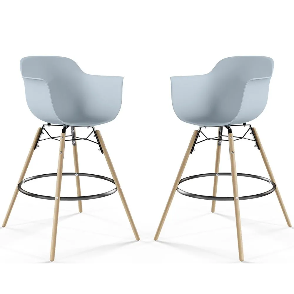 Taburete de Bar - Diseño Escandinavo - Patas de Madera - Pack de 2 - Nordika image 8