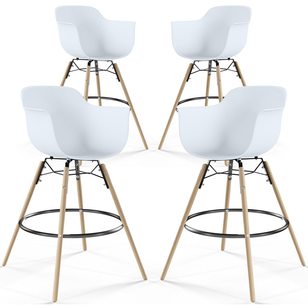 Taburete de Bar - Diseño Escandinavo - Patas de Madera - Pack de 4 - Nordika image 8