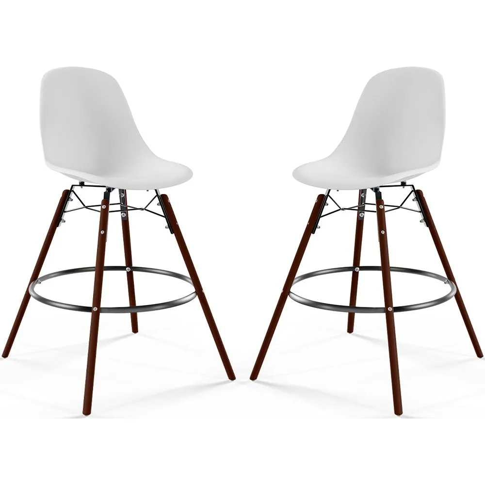 Taburetes de Bar - Diseño Escandinavo - Patas de Madera Oscura - Pack de 2 - Skögur image 8
