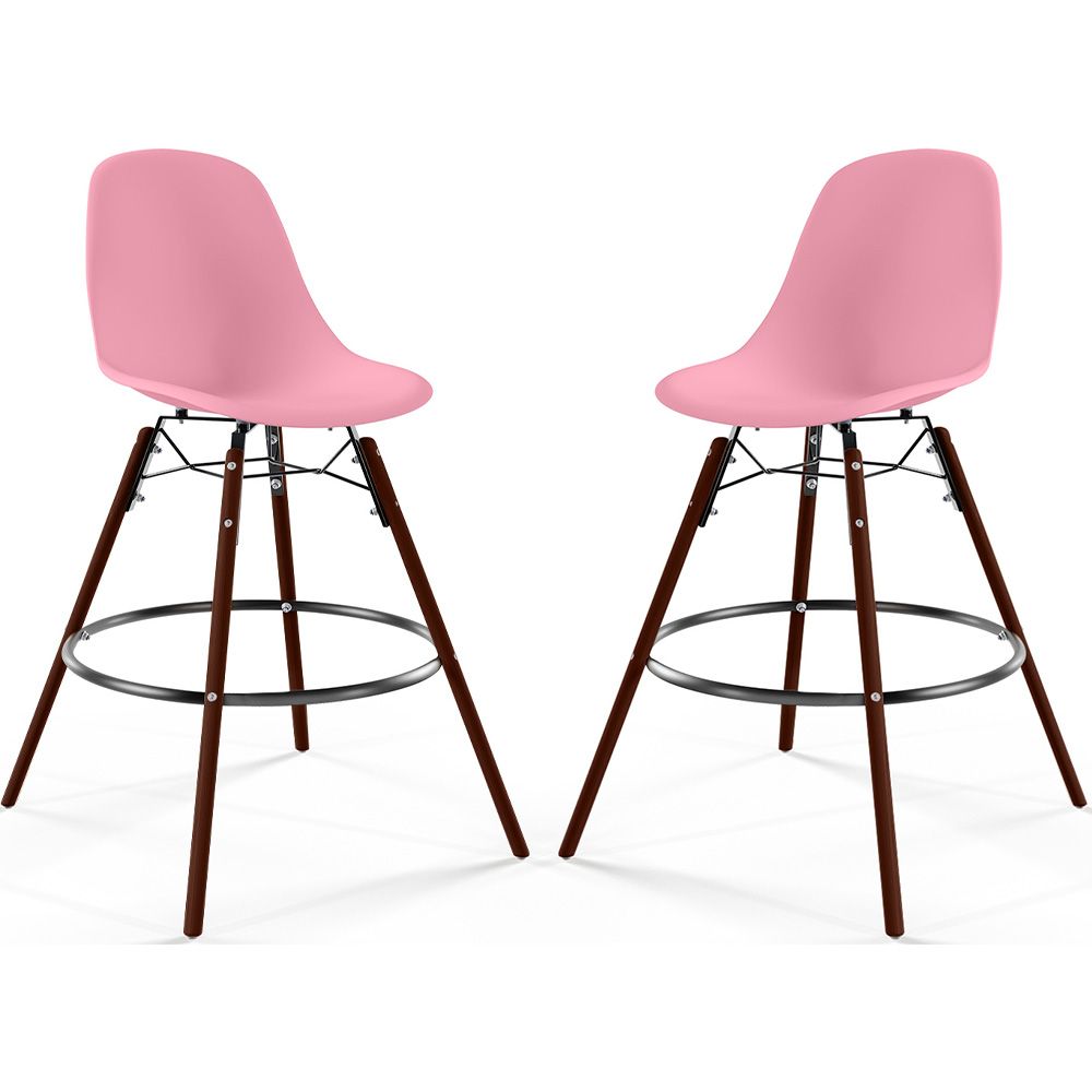 Taburetes de Bar - Diseño Escandinavo - Patas de Madera Oscura - Pack de 2 - Skögur image 8