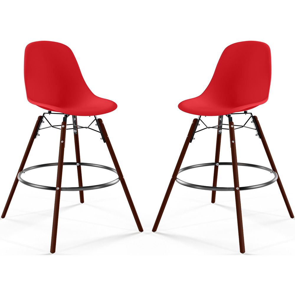 Taburetes de Bar - Diseño Escandinavo - Patas de Madera Oscura - Pack de 2 - Skögur image 8