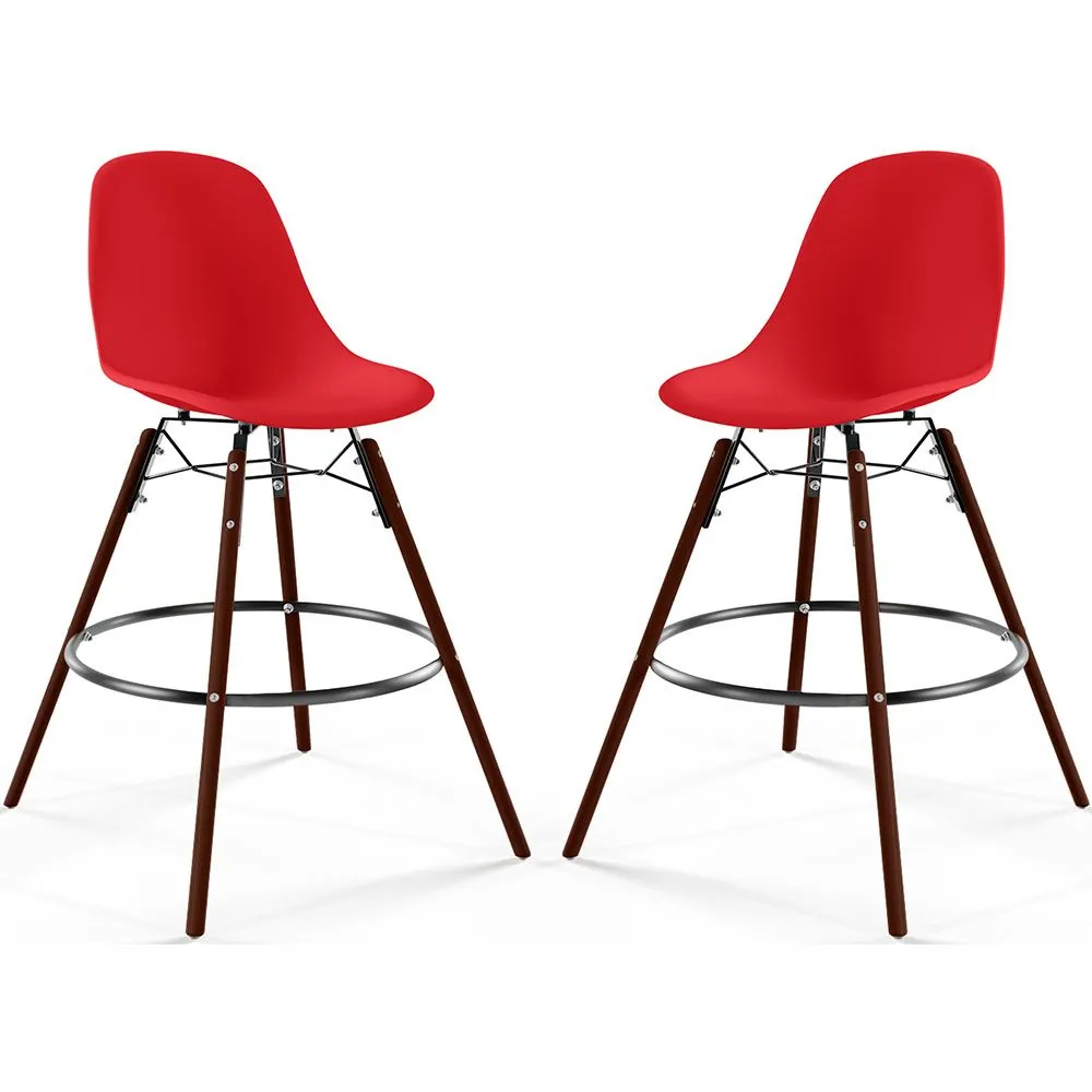 Taburetes de Bar - Diseño Escandinavo - Patas de Madera Oscura - Pack de 2 - Skögur image 8