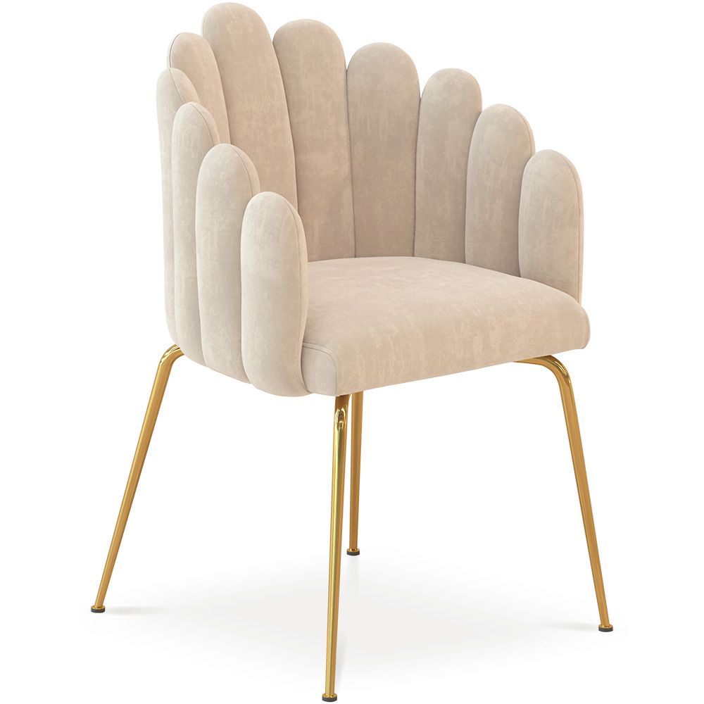 Silla de Comedor Diseño Concha Glam en Terciopelo - Patas Doradas - Shell image 8
