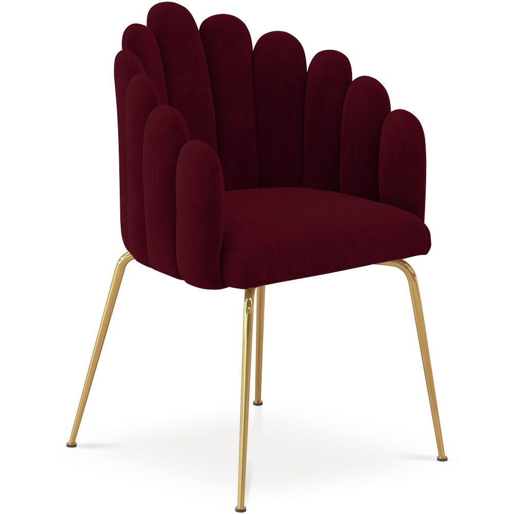 Silla de Comedor Diseño Concha Glam en Terciopelo - Patas Doradas - Shell image 8