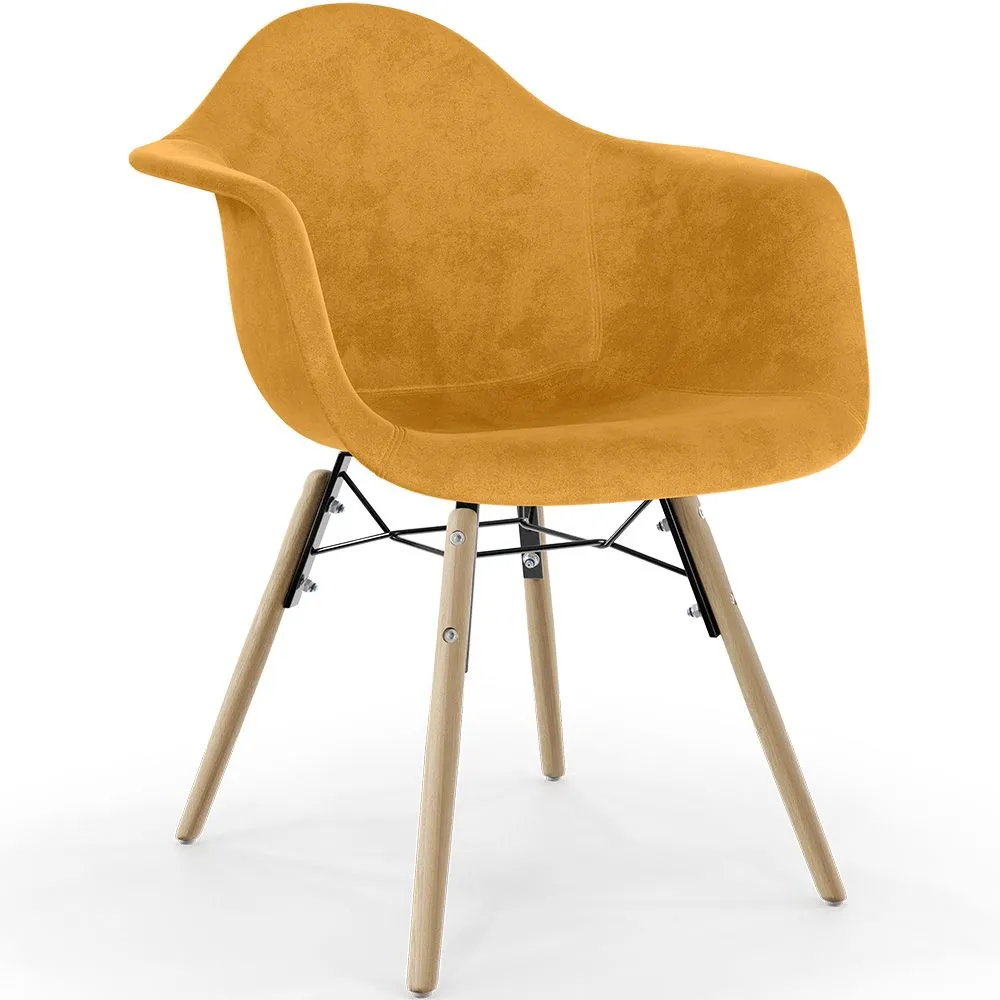Silla de Comedor de Terciopelo - Diseño Escandinavo y Patas de Madera - Nordika image 8
