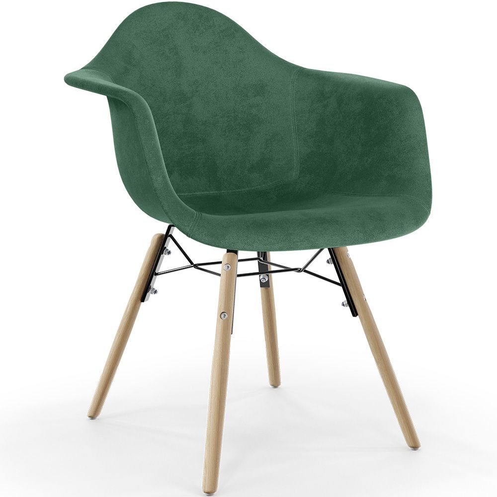 Silla de Comedor de Terciopelo - Diseño Escandinavo y Patas de Madera - Nordika image 8