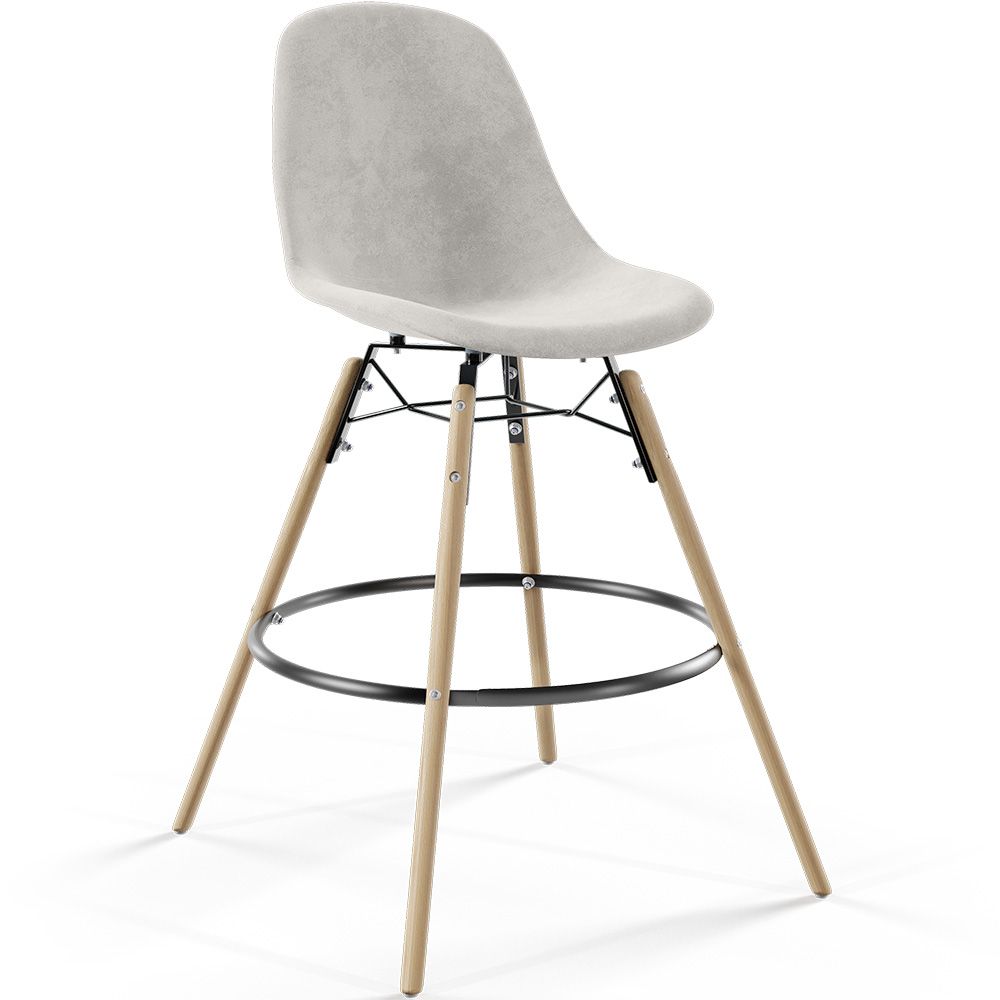 Taburete de Bar de Terciopelo - Diseño Escandinavo y Patas de Madera - Skögur image 8