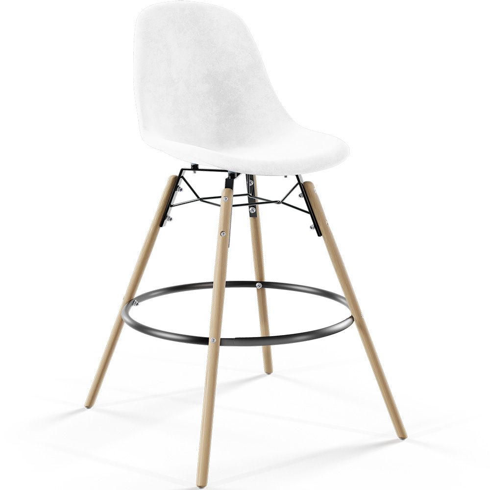 Taburete de Bar de Terciopelo - Diseño Escandinavo y Patas de Madera - Skögur image 8
