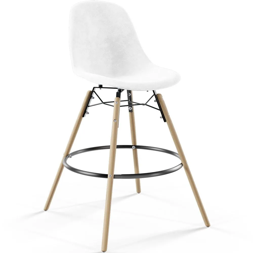 Taburete de Bar de Terciopelo - Diseño Escandinavo y Patas de Madera - Skögur image 8