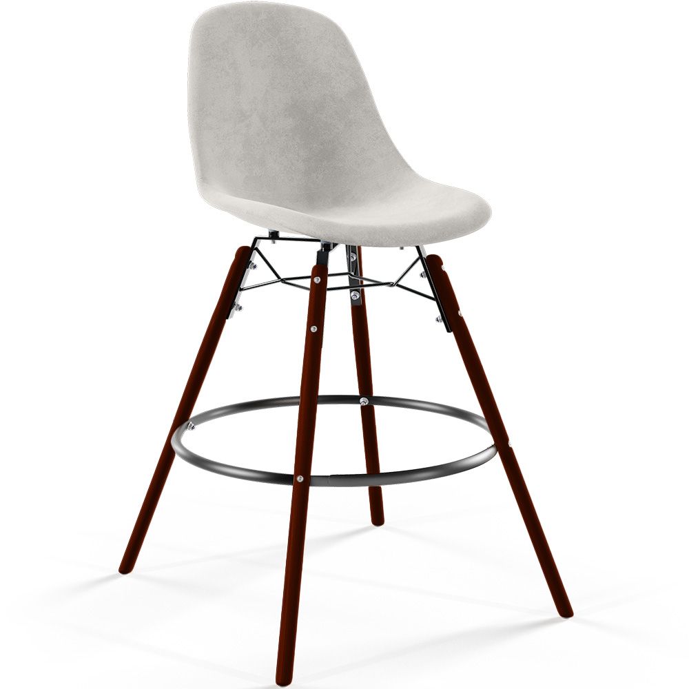 Taburete de Bar de Terciopelo - Diseño Escandinavo y Patas de Madera Oscura - Skögur image 8