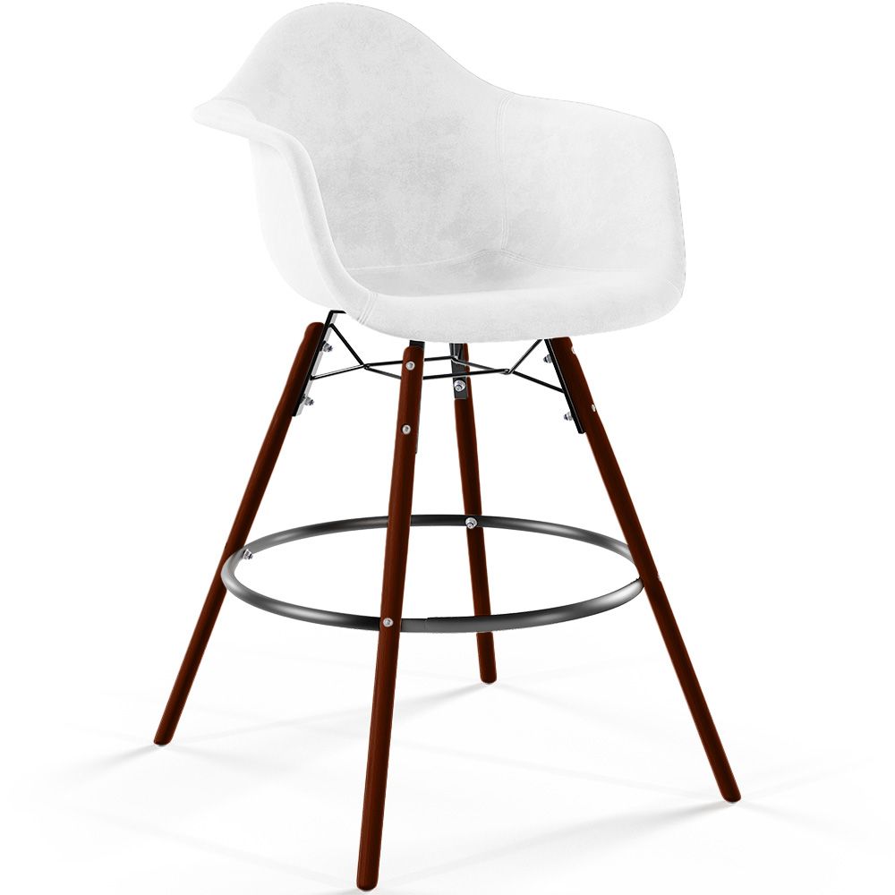 Taburete de Bar de Terciopelo - Diseño Escandinavo y Patas de Madera Oscura - Nordika image 8
