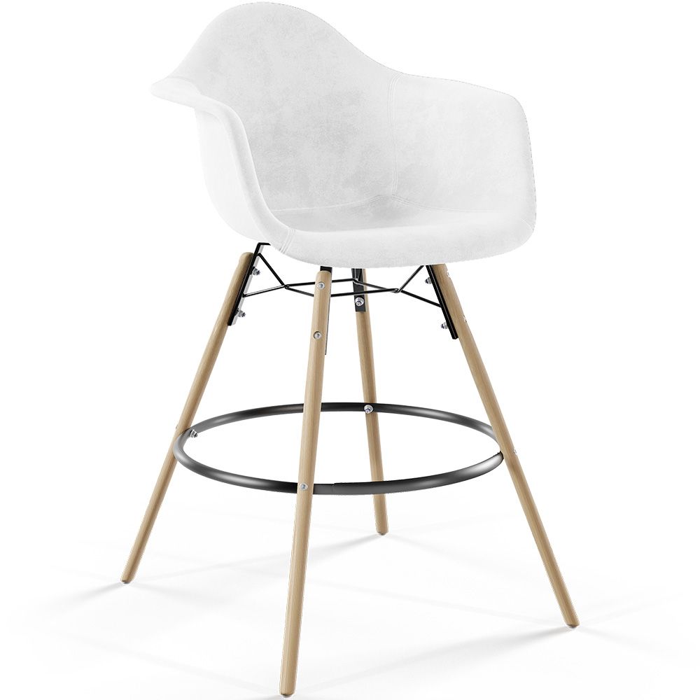 Taburete de Bar de Terciopelo - Diseño Escandinavo y Patas de Madera - Nordika image 8
