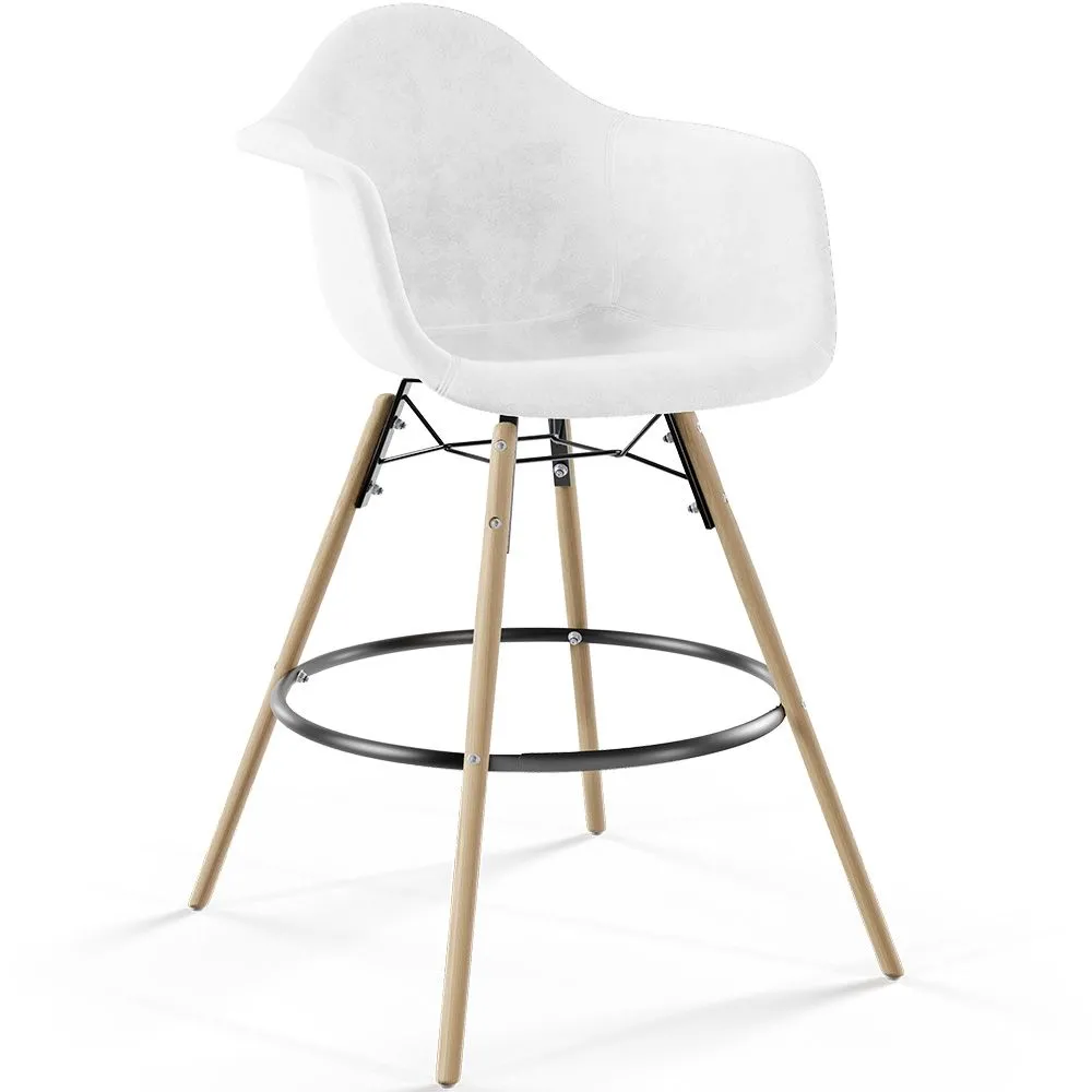 Taburete de Bar de Terciopelo - Diseño Escandinavo y Patas de Madera - Nordika image 8