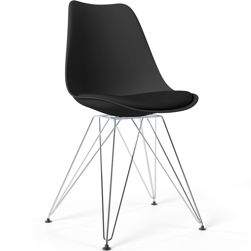Silla de Comedor con cojín - Diseño Escandinavo y Patas de Metal negro - Skögur image 8