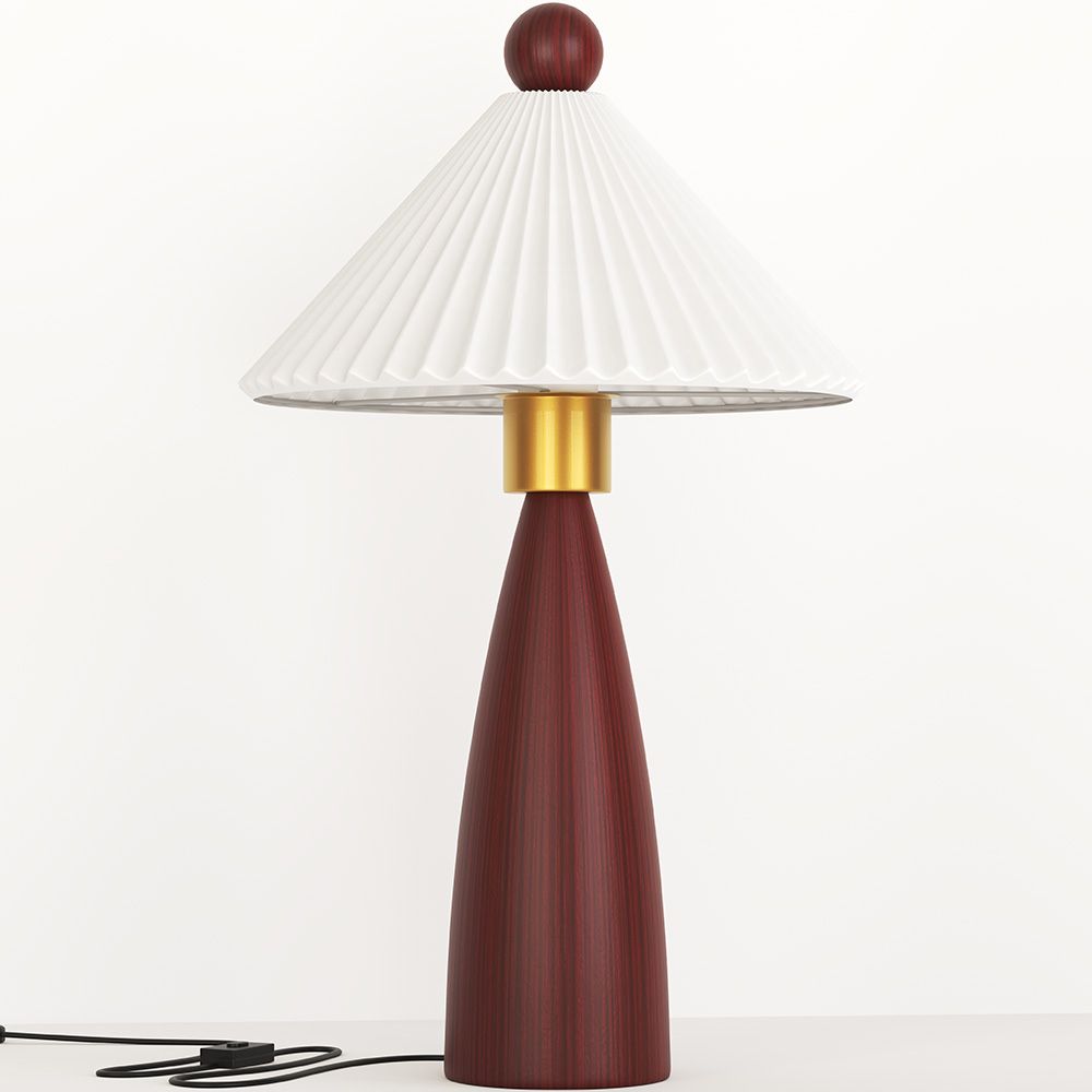 Lámpara de mesa con base de madera y pantalla de cemento blanco - Ambiana image 8