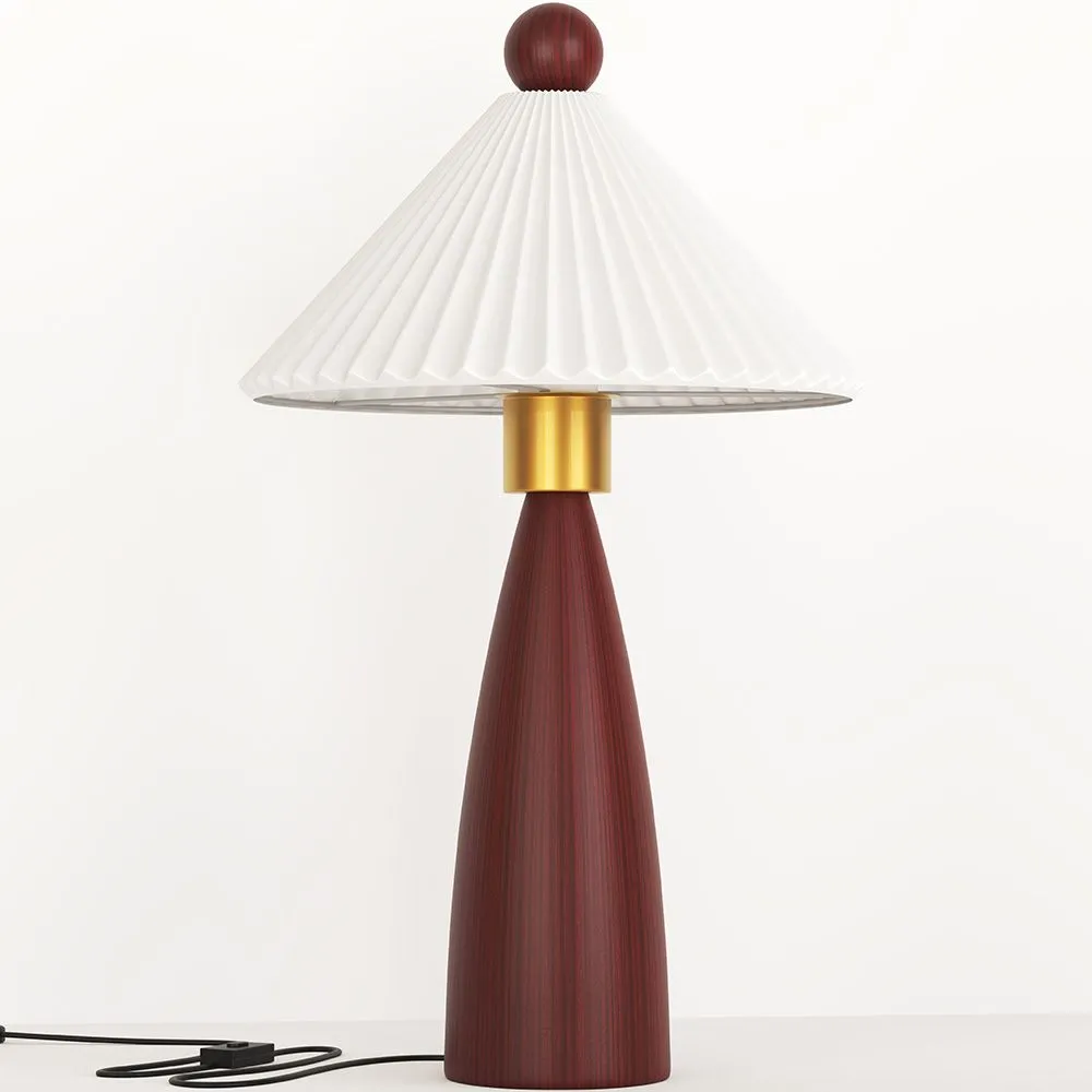 Lámpara de mesa con base de madera y pantalla de cemento blanco - Ambiana image 8