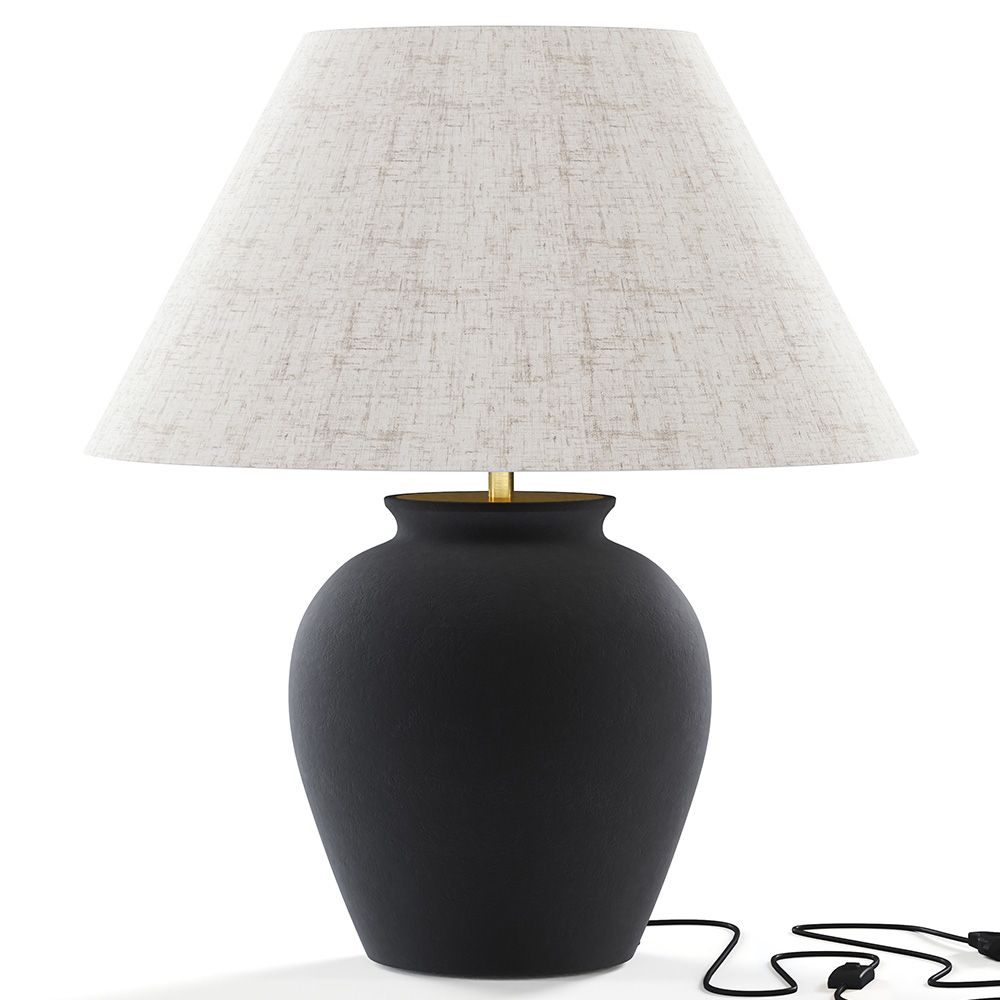 Lámpara de Mesa Vintage - Base de Cerámica y Pantalla de Tela - Luno image 8