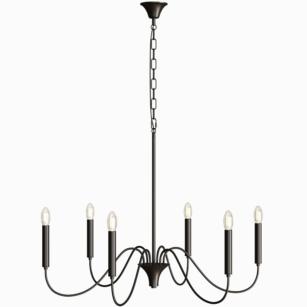 Lámpara colgante de metal estilo candelabro negro mate – 6 brazos - Lumella image 8