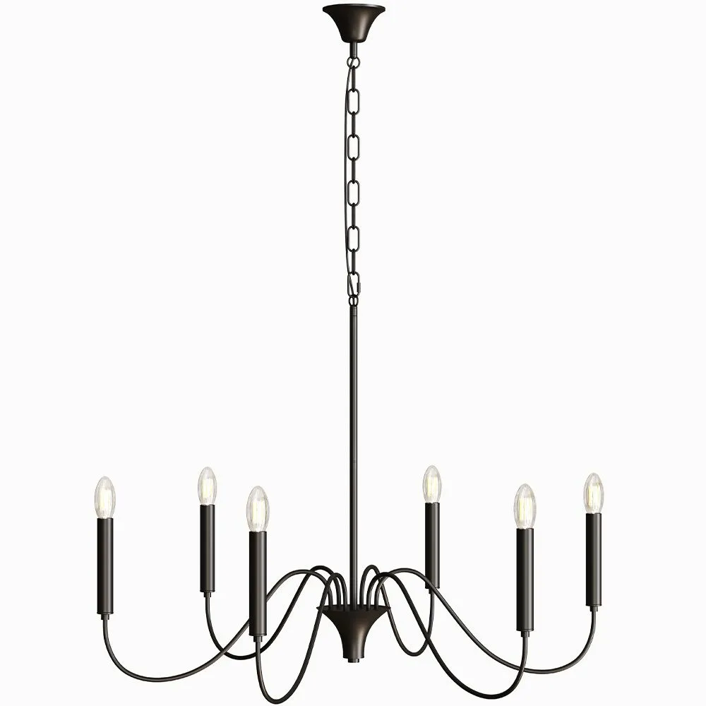 Lámpara colgante de metal estilo candelabro negro mate – 6 brazos - Lumella image 8