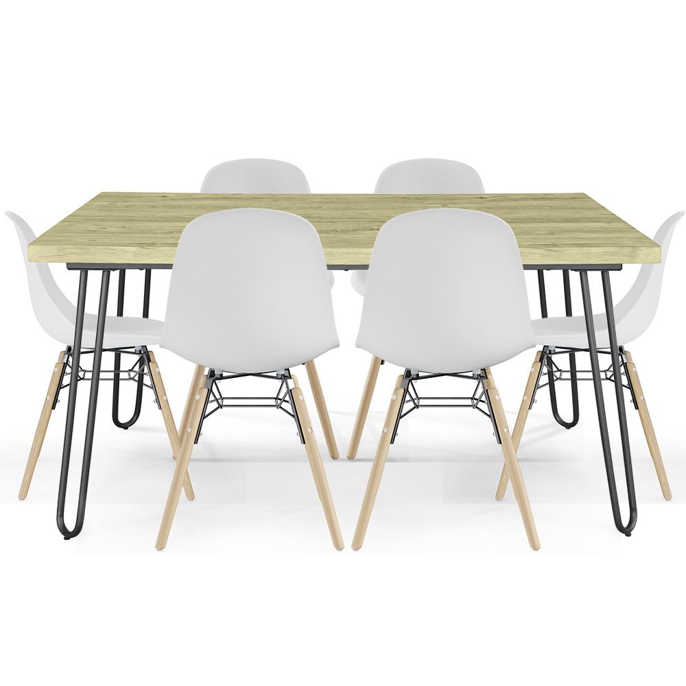 Pack Mesa Hairpin (90x15cm) + 6 Sillas de Comedor Nórdicas Skögur  image 8