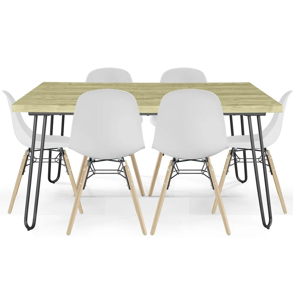 Pack Mesa Hairpin (90x15cm) + 6 Sillas de Comedor Nórdicas Skögur  image 8