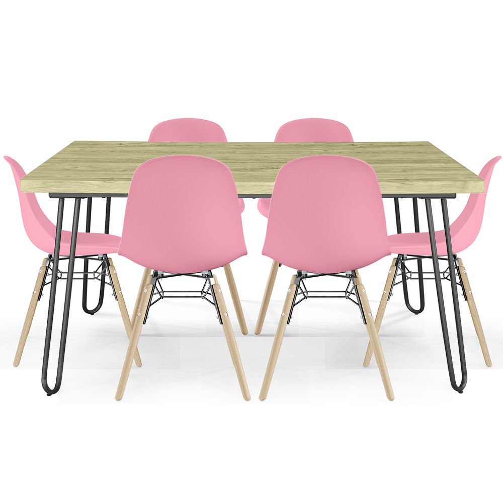 Pack Mesa Hairpin (90x15cm) + 6 Sillas de Comedor Nórdicas Skögur  image 8