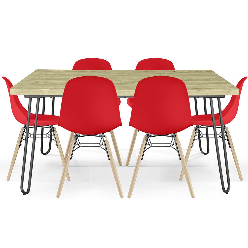 Pack Mesa Hairpin (90x15cm) + 6 Sillas de Comedor Nórdicas Skögur  image 8