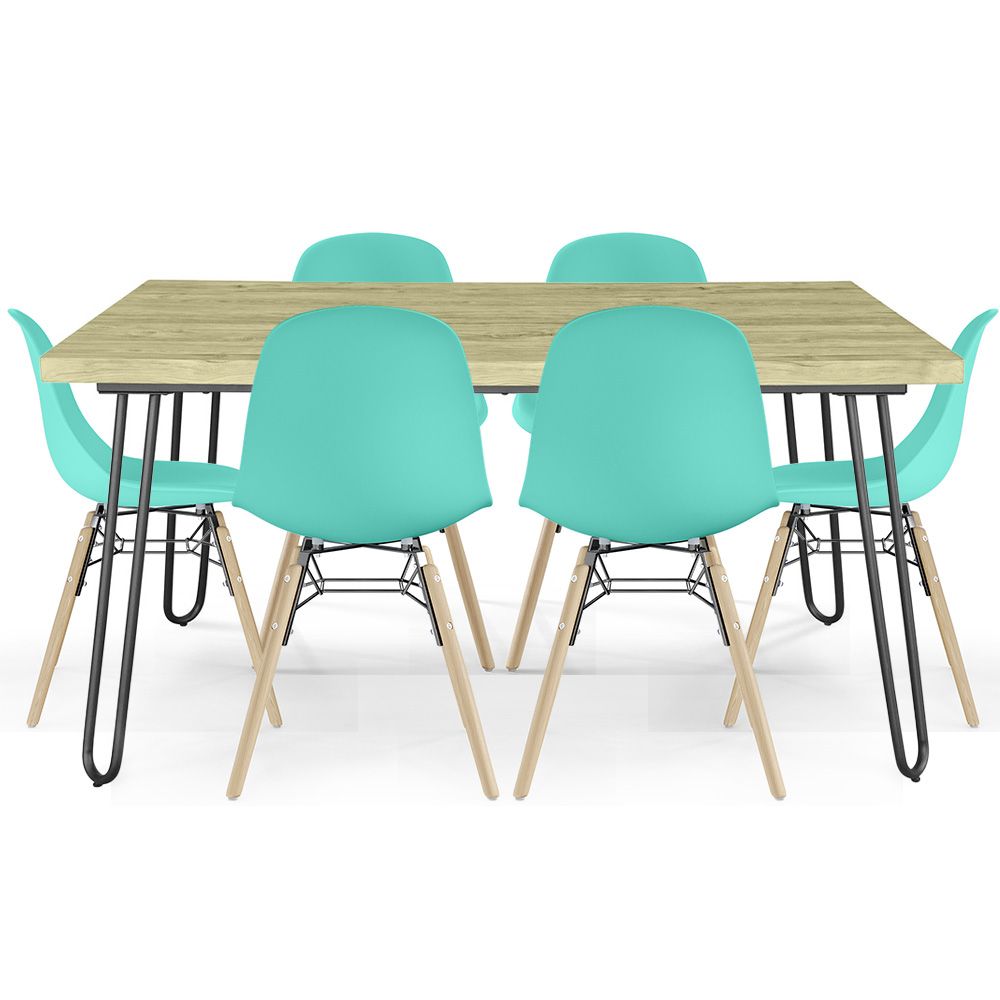 Pack Mesa Hairpin (90x15cm) + 6 Sillas de Comedor Nórdicas Skögur  image 8