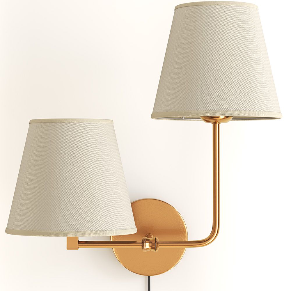 Aplique de pared dorado con cable y con dos pantallas - Bretaña image 8
