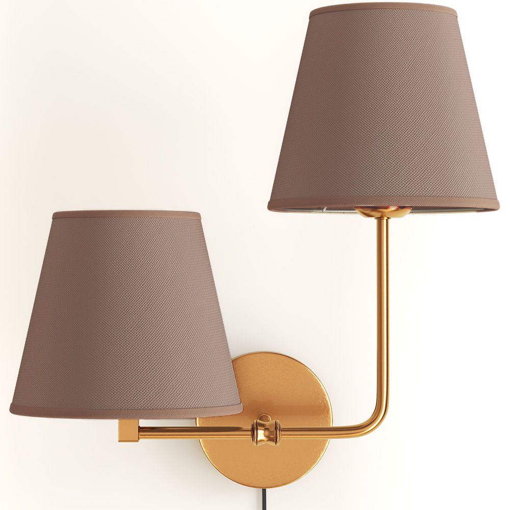 Aplique de pared dorado con cable y con dos pantallas - Bretaña image 8