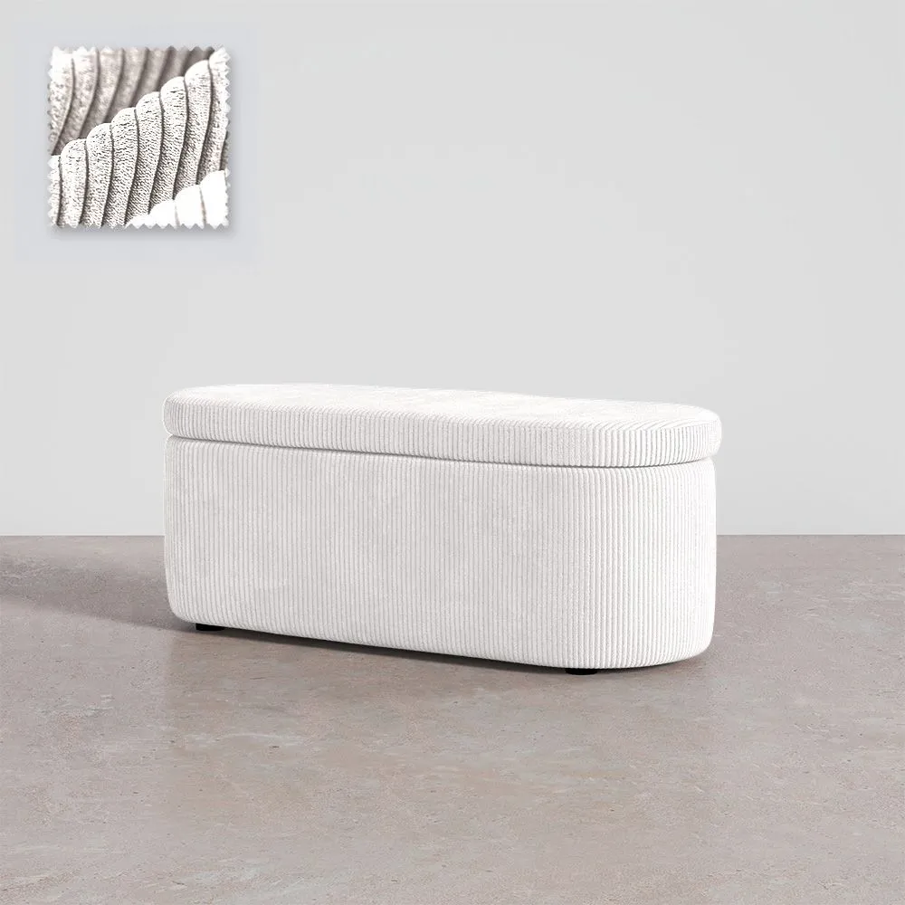 Banco Con Almacenamiento Interno Tapizado En Tela Pana Aterciopelada - Eiren image 8