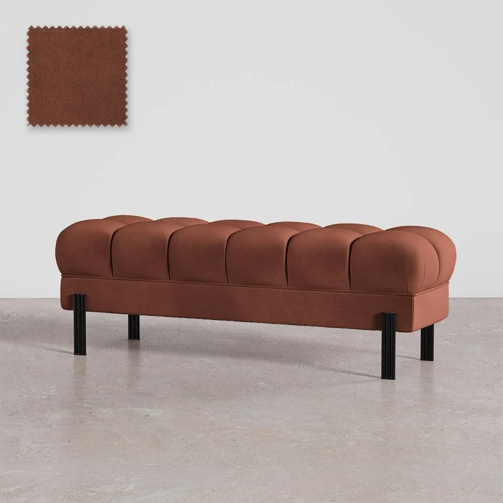 Banco Estilo Chesterfield Tapizado En Terciopelo Con Patas De Hierro - Hamptons image 8