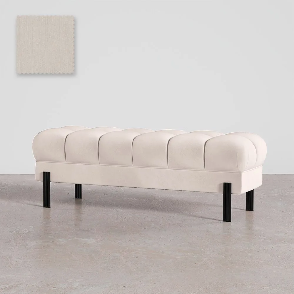 Banco Estilo Chesterfield Tapizado En Terciopelo Con Patas De Hierro - Hamptons image 8