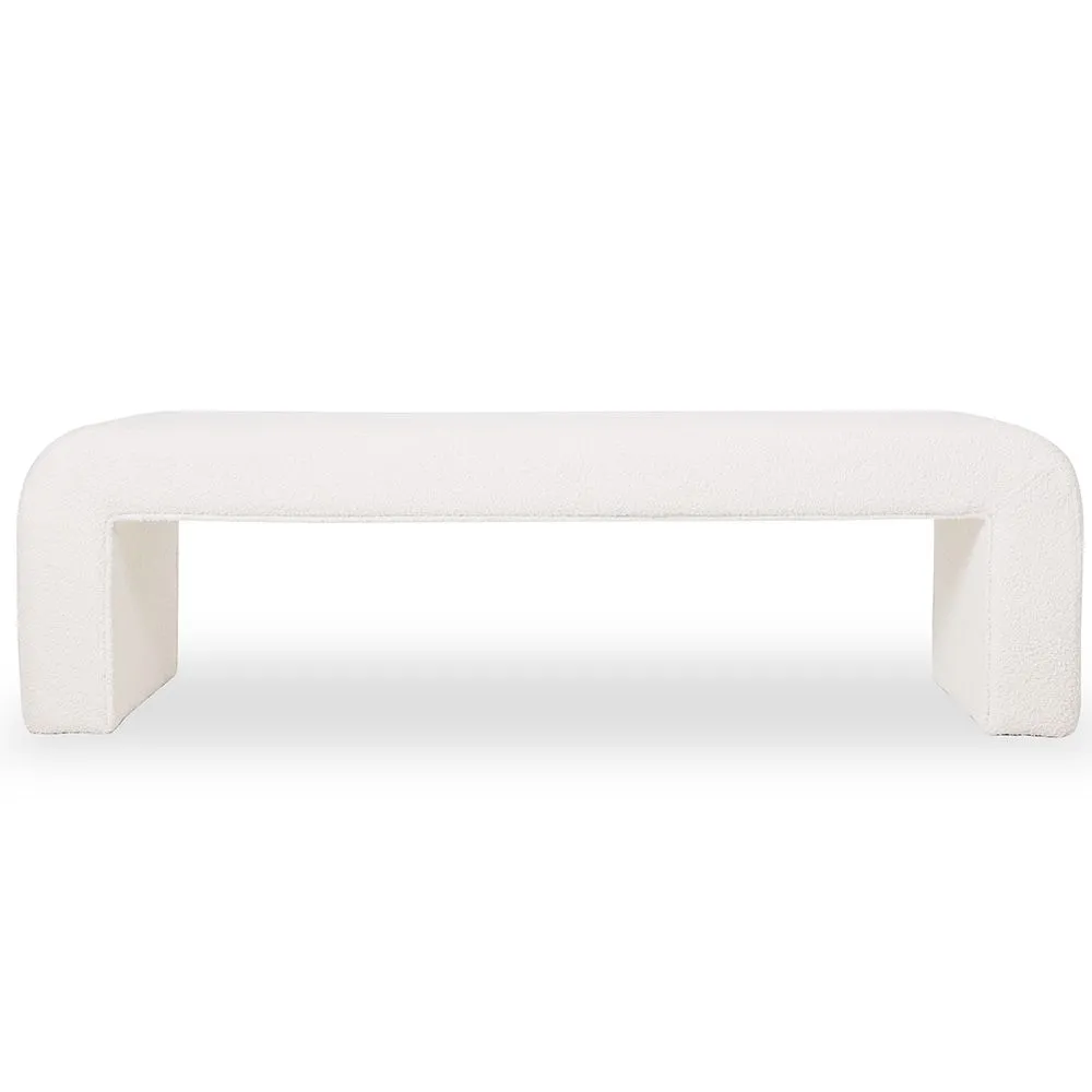 Banco Tapizado en Tela Bouclé Blanco - Moderno e Elegante Minimalista - Karla image 8