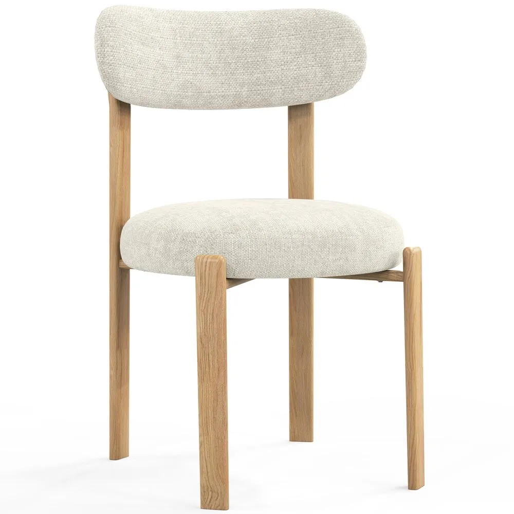 Silla de comedor tapizada en Chenille -  Patas efecto roble - Diseño ergonómico y moderno - Okare image 8