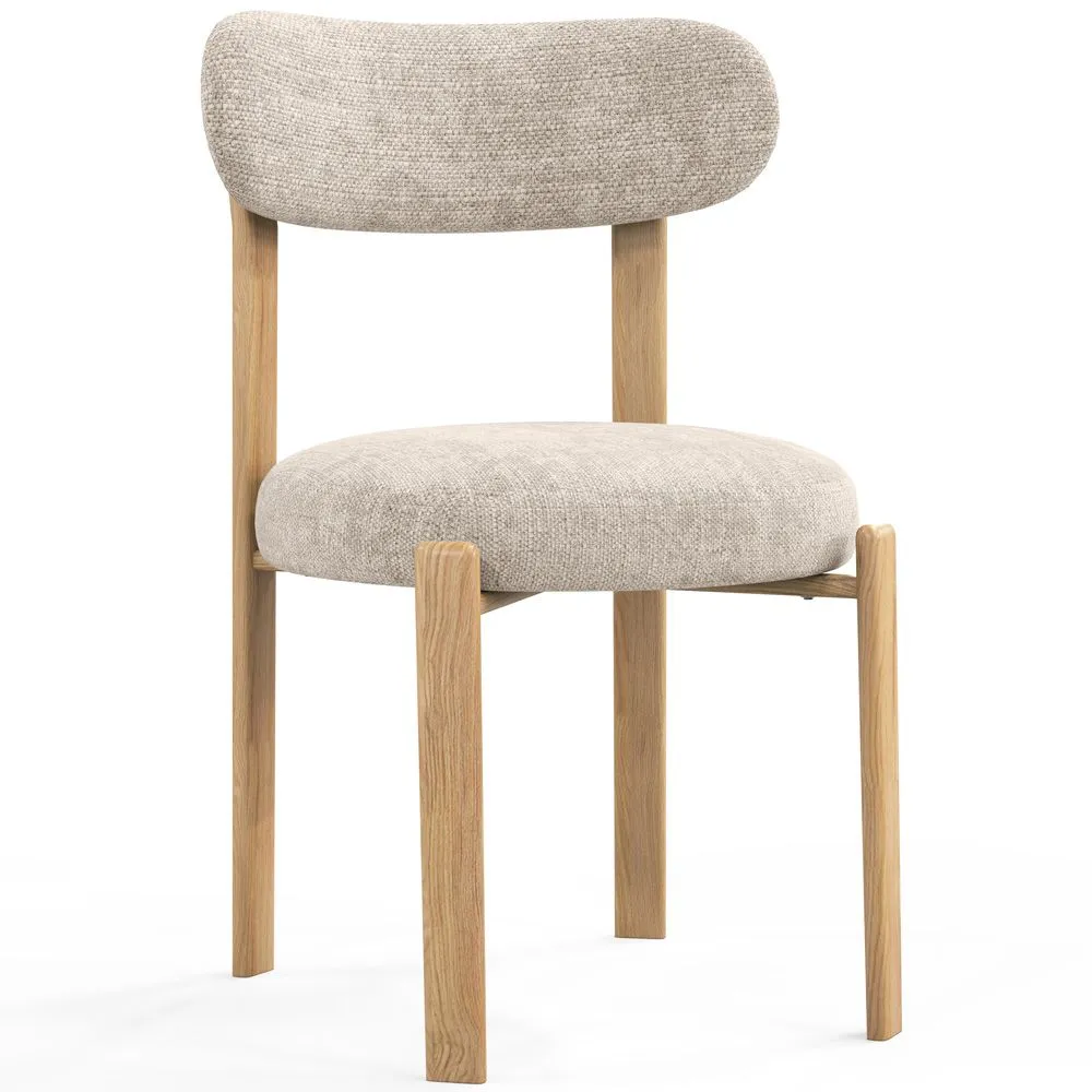 Silla de comedor tapizada en Chenille -  Patas efecto roble - Diseño ergonómico y moderno - Okare image 8
