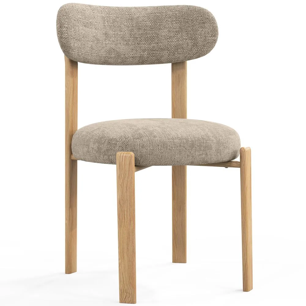 Silla de comedor tapizada en Chenille -  Patas efecto roble - Diseño ergonómico y moderno - Okare image 8