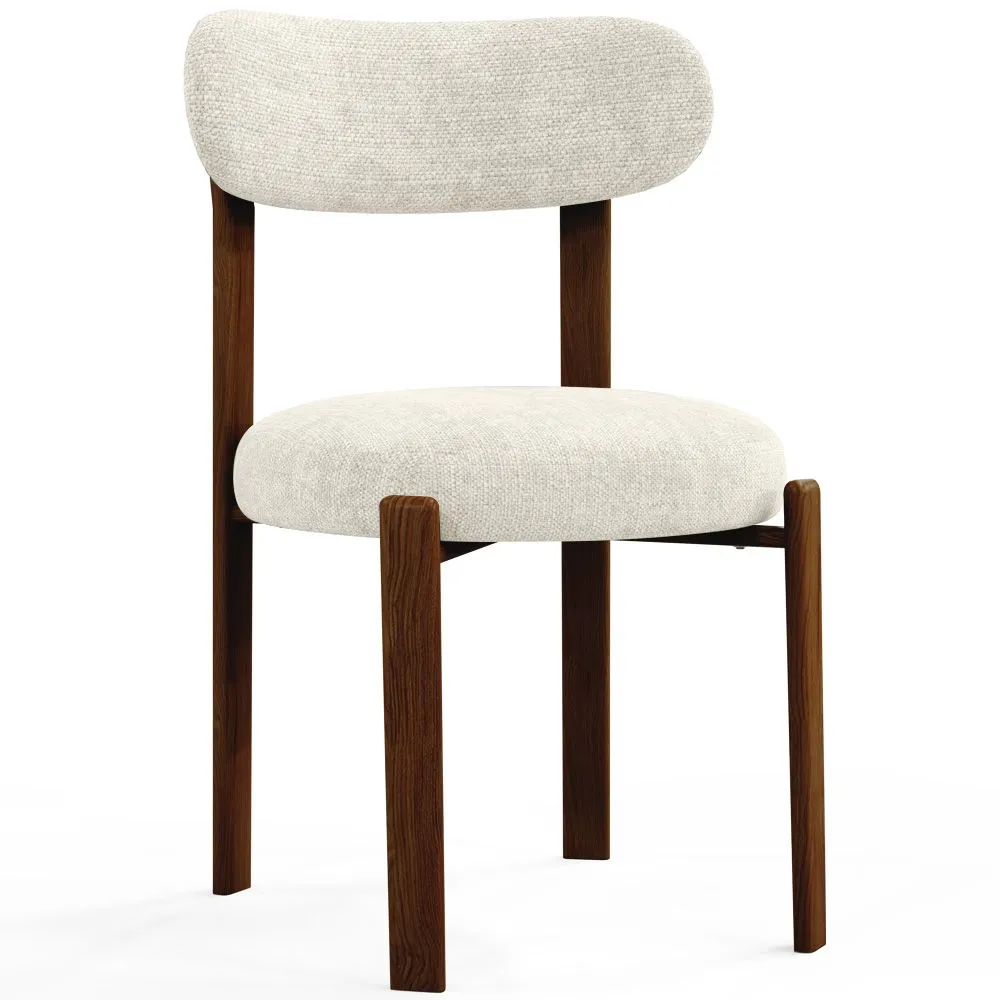 Silla de comedor tapizada en Chenille -  Patas efecto madera oscura - Diseño ergonómico y moderno - Okare image 8