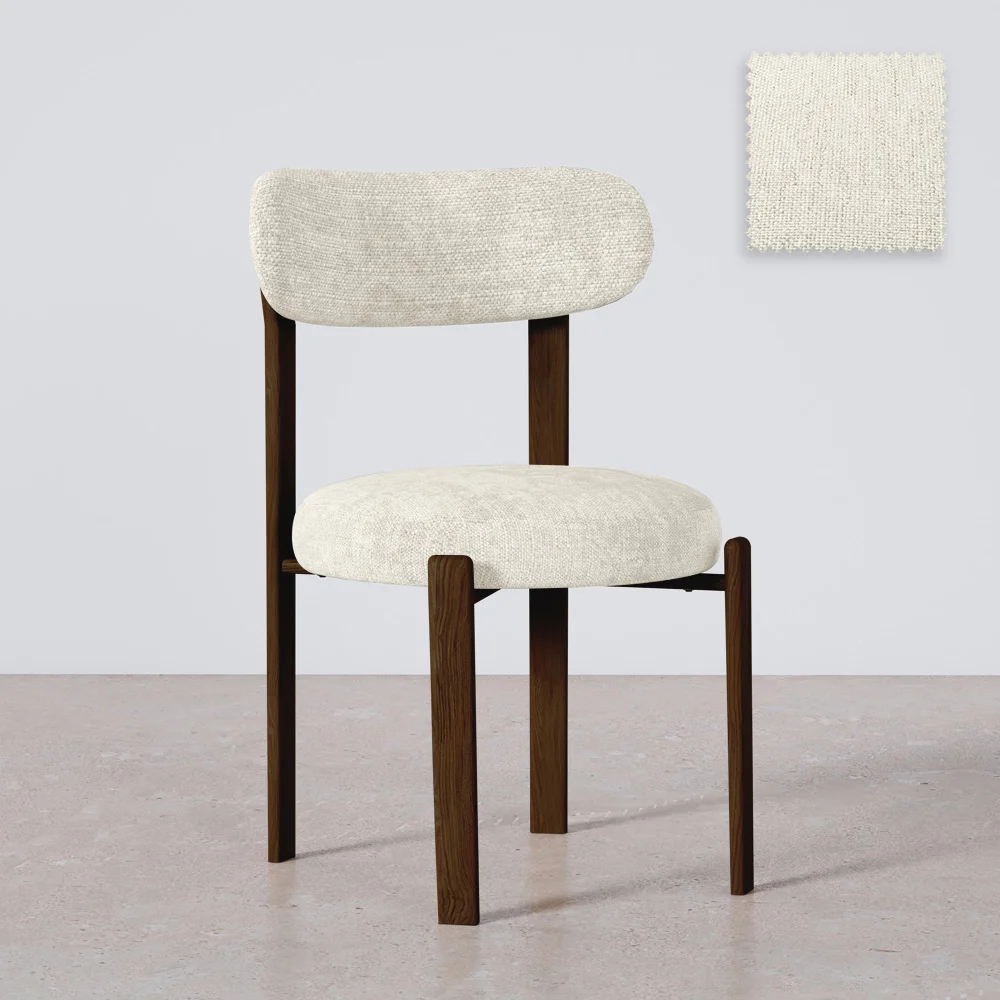 Silla de comedor tapizada en Chenille -  Patas efecto madera oscura - Diseño ergonómico y moderno - Okare image 8