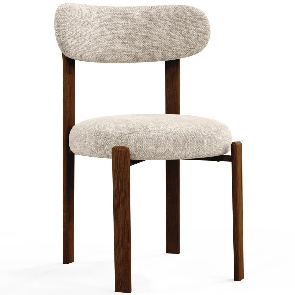 Silla de comedor tapizada en Chenille -  Patas efecto madera oscura - Diseño ergonómico y moderno - Okare image 8