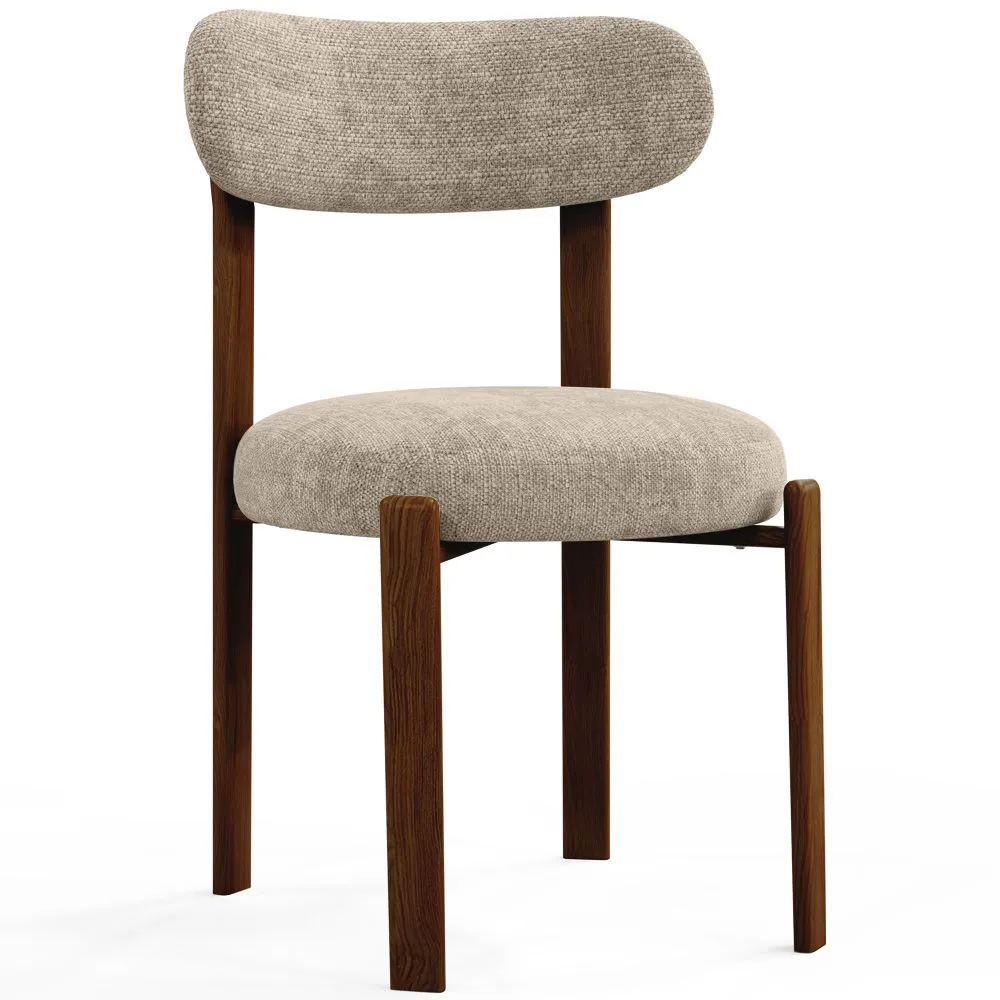 Silla de comedor tapizada en Chenille -  Patas efecto madera oscura - Diseño ergonómico y moderno - Okare image 8