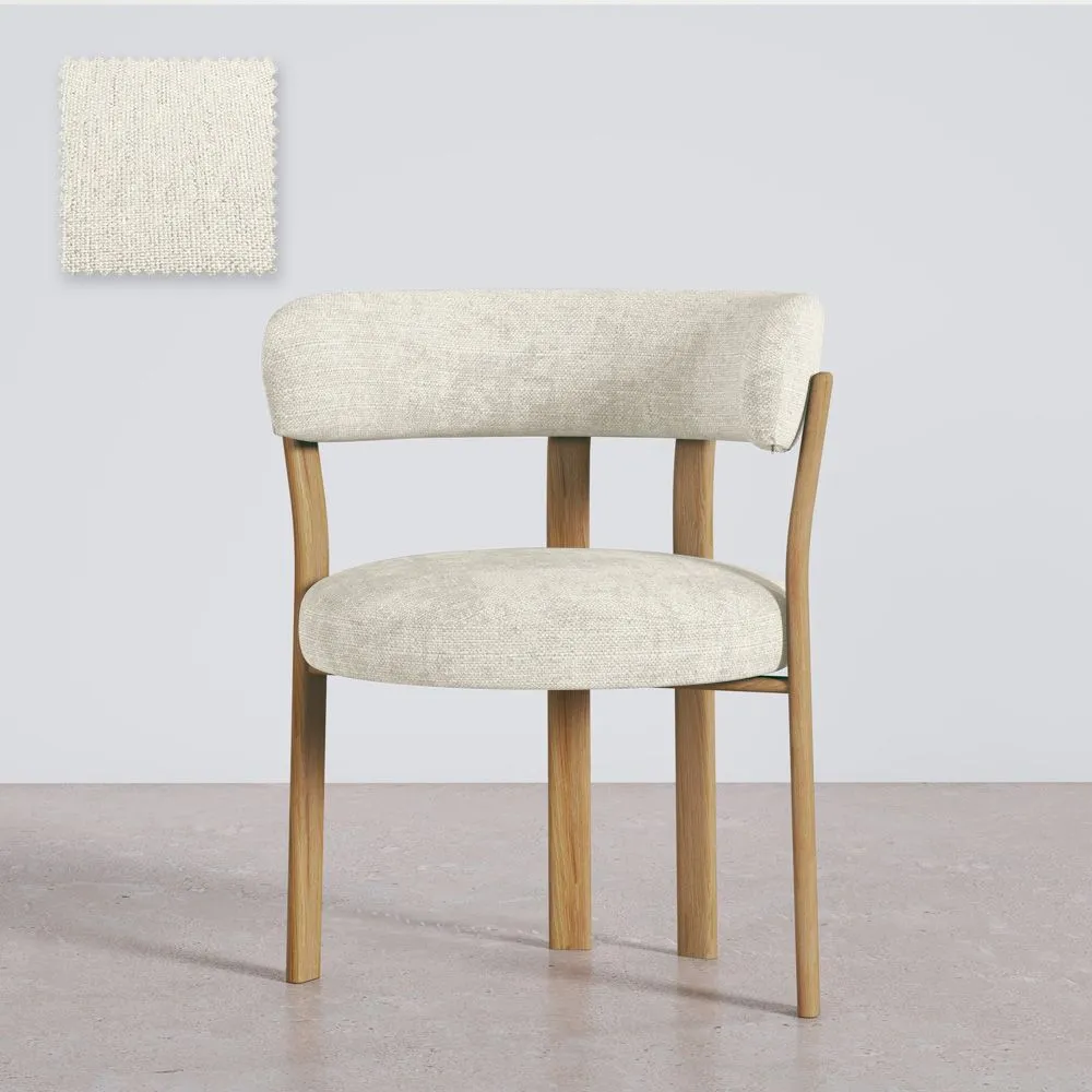 Sillón de salón con Reposabrazos tapizado en Chenille -  Patas efecto roble - Diseño ergonómico y moderno - Okare image 8